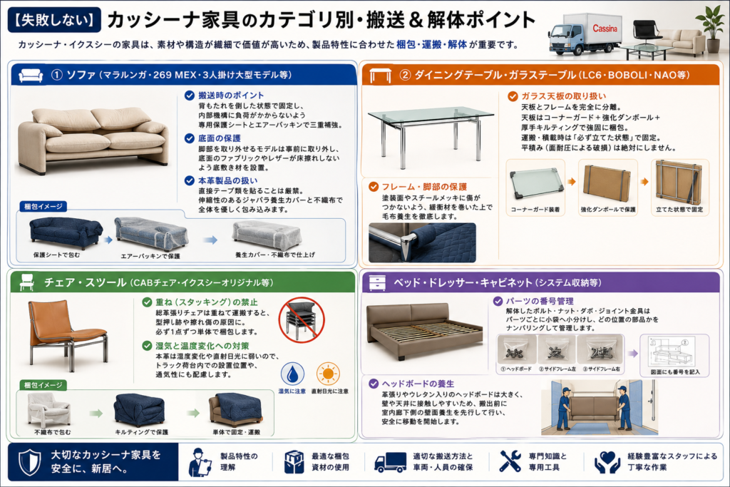 カッシーナの家具の解体時のポイント
