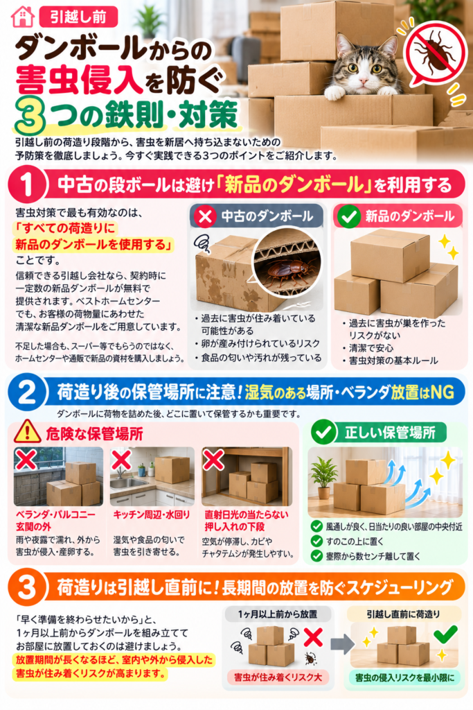 なぜダンボールにゴキブリが?新居へ侵入・大量発生する原因と危険性